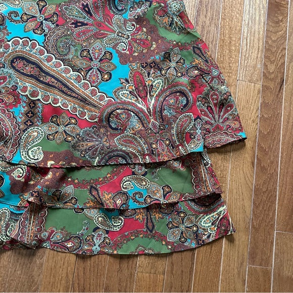 Ralph Lauren women’s plus size 16 tiered layered midi skirt multicolor paisley - Picture 6 of 15